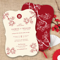 Red Peach/Plum Blossoms Double Happiness 囍 Wedding