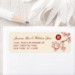 Red Peach/Plum Blossoms Double Happiness Address Label