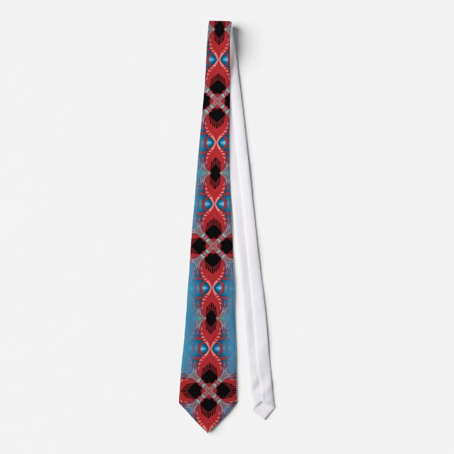 Red Peacock Art Neck Tie (Front)