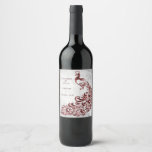 Red Peacock Leaf Vine Wedding Wine Label<br><div class="desc">Personalize a unique wine label for your wedding and reception with a Red Peacock Leaf Vine Wedding Wine Label. Wine Label design features a light gray grunge background with a vibrant red peacock with a leaf vine embellishment. Personalize with the groom and bride's names along with the wedding date. Additional...</div>