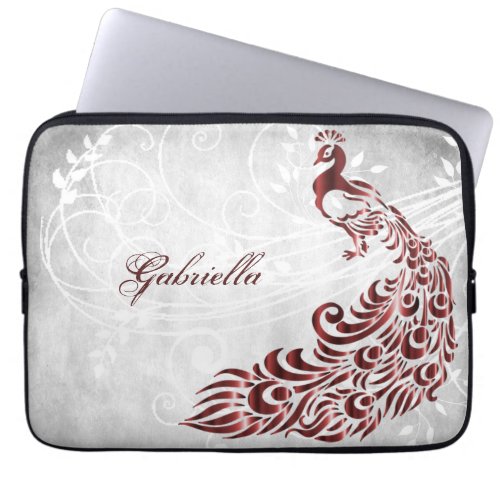 Red Peacock Personalized Laptop Sleeve