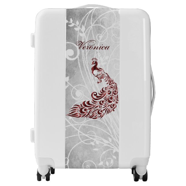 Red Peacock Personalized Luggage (Front)