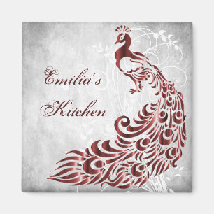 Red Peacock Personalized Magnet