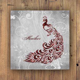 Red Peacock Personalized Paperweight