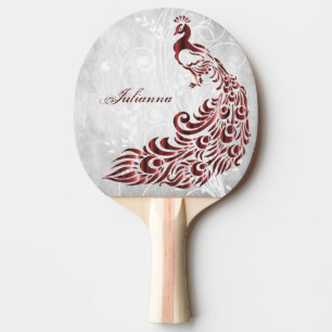 Red Peacock Personalized Ping Pong Paddle