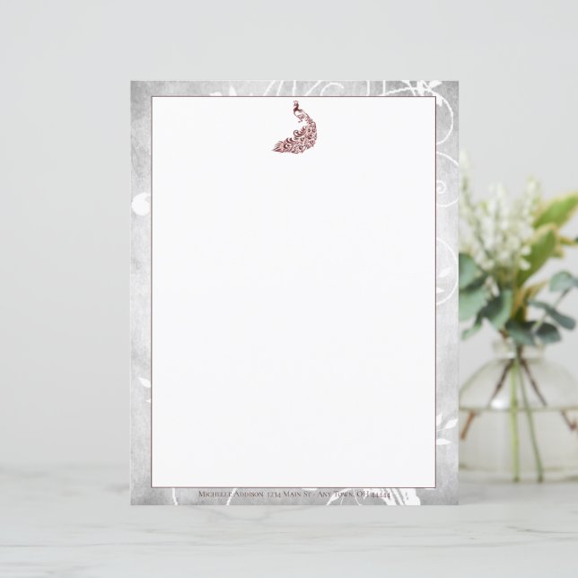 Red Peacock Stationery (Standing Front)