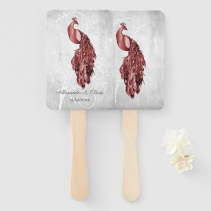 Red Peacock Wedding Favor Hand Fan