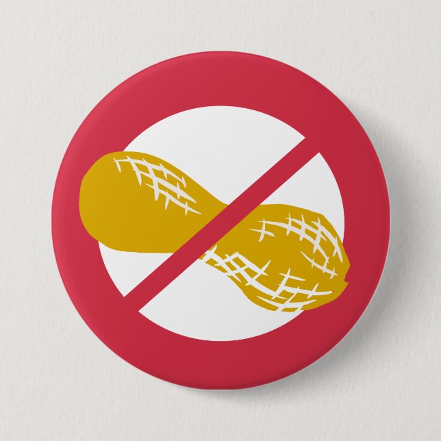 Red Peanut Free Nut Allergy Kids Pinback Button (Front)