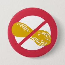 Red Peanut Free Nut Allergy Kids Pinback Button