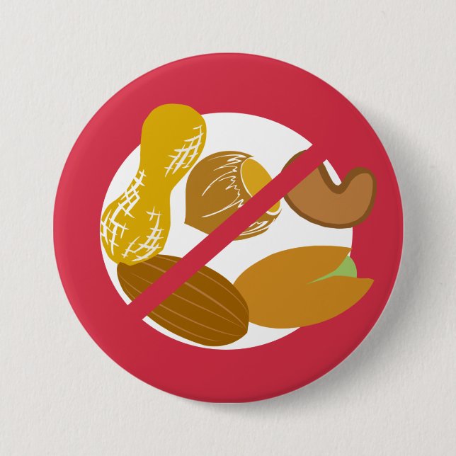 Red Peanut Tree Nut Free Nut Allergy Kids Button (Front)