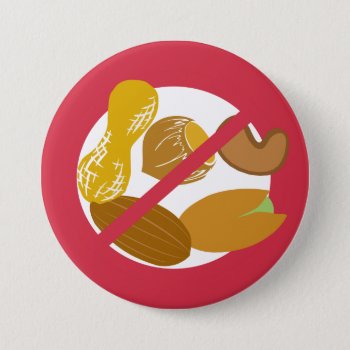 Red Peanut Tree Nut Free Nut Allergy Kids Button by LilAllergyAdvocates at Zazzle