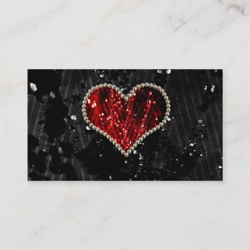 Customizable Red Pearl Heart Business Card