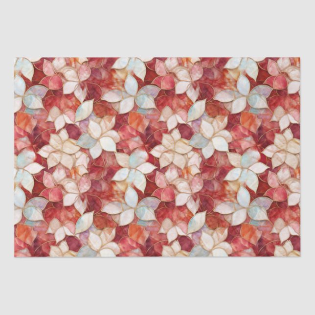 Red Pearl Peach Floral Tissue Paper (Front)
