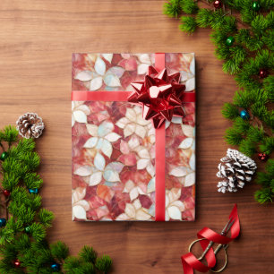Red Pearl Peach Floral Wrapping Paper