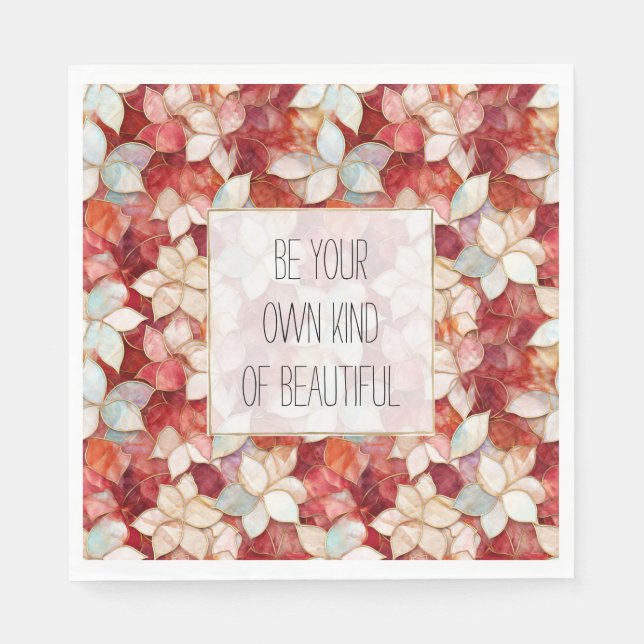 Red Pearl Peach Flowers Napkins (Front)