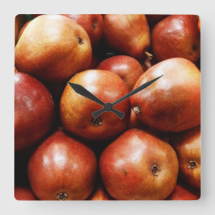 Red Pears Square Wall Clock