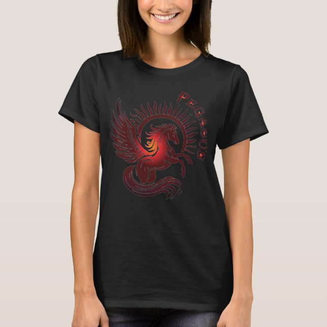 Red Pegasus2-Women Black Shirt (Front)