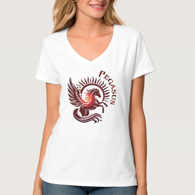 Red Pegasus2-Women V-Shirt T-Shirt (Front)