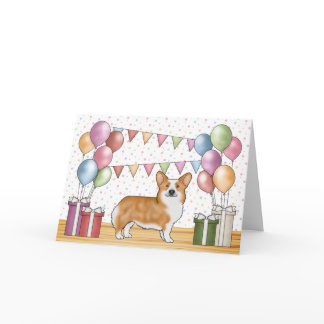 Red Pembroke Welsh Corgi Colorful Happy Birthday Card