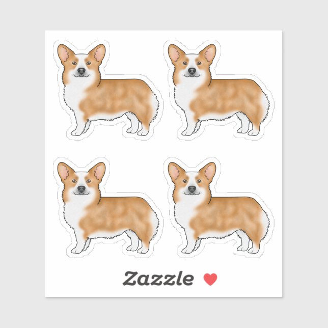 Red Pembroke Welsh Corgi Cute Cartoon Dogs Sticker (Sheet)