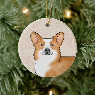 Red Pembroke Welsh Corgi Cute Dog Head Portrait Ceramic Ornament