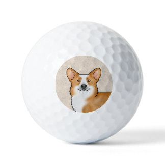 Red Pembroke Welsh Corgi Cute Dog Head Portrait Golf Balls