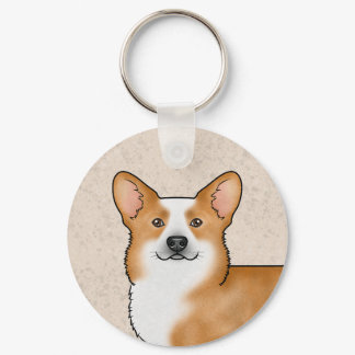 Red Pembroke Welsh Corgi Cute Dog Head Portrait Keychain