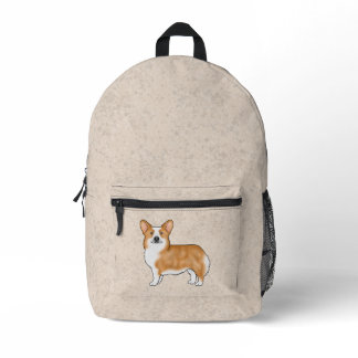 Red Pembroke Welsh Corgi Cute Dog Illustration Printed Backpack
