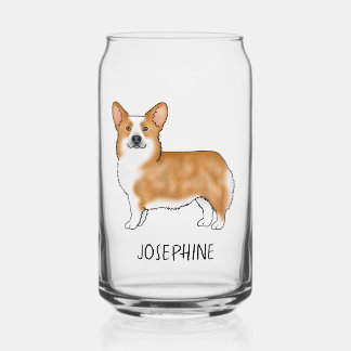 Red Pembroke Welsh Corgi Cute Dog With Custom Name Can Glass