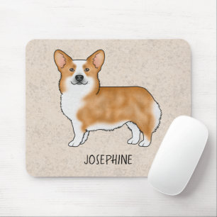 Red Pembroke Welsh Corgi Cute Dog With Custom Name Mouse Pad