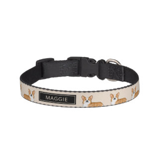 Red Pembroke Welsh Corgi Cute Dog With Custom Name Pet Collar