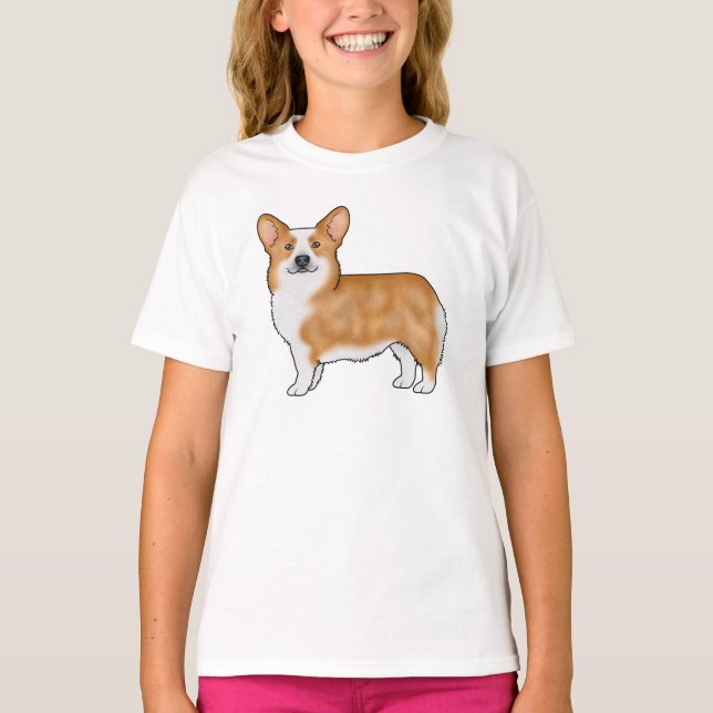 Red Pembroke Welsh Corgi Dog Breed Art Design T-Shirt (Front)