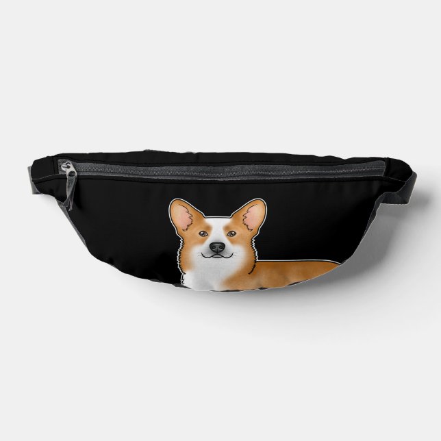Red Pembroke Welsh Corgi Dog Breed On Black Fanny Pack (Lay Down)