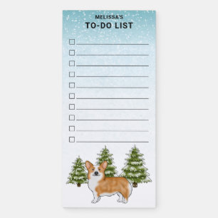 Red Pembroke Welsh Corgi Dog Christmas To-Do List Magnetic Notepad
