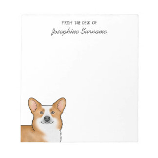 Red Pembroke Welsh Corgi Dog Head And Custom Text Notepad