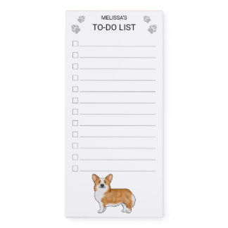Red Pembroke Welsh Corgi Dog To-Do List Checklist Magnetic Notepad