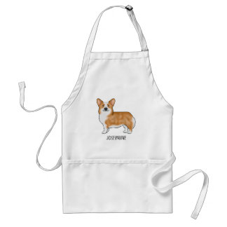 Red Pembroke Welsh Corgi Dog With Custom Name Adult Apron