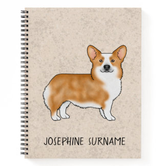 Red Pembroke Welsh Corgi Dog With Custom Name Notebook