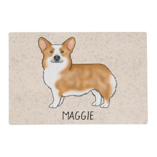 Red Pembroke Welsh Corgi Dog With Custom Name Placemat