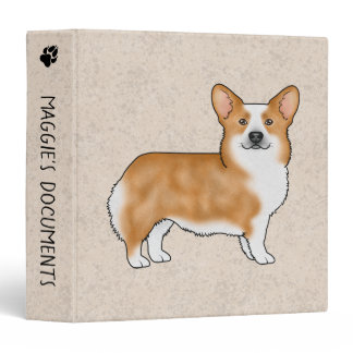 Red Pembroke Welsh Corgi Dog With Custom Text 3 Ring Binder