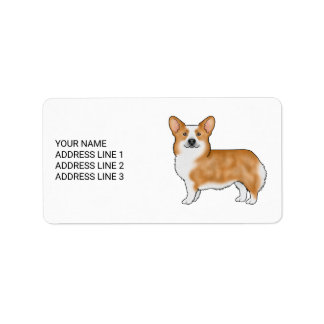 Red Pembroke Welsh Corgi Dog With Custom Text Label