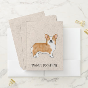Red Pembroke Welsh Corgi Dog With Custom Text Pocket Folder