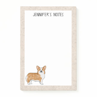 Red Pembroke Welsh Corgi Dog With Custom Text Post-it Notes