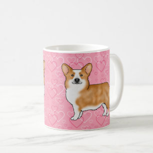 Red Pembroke Welsh Corgi Love Heart Pattern Pink Coffee Mug