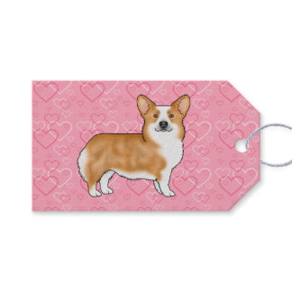 Red Pembroke Welsh Corgi Love Heart Pattern Pink Gift Tags