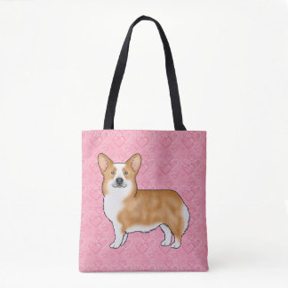 Red Pembroke Welsh Corgi Love Heart Pattern Pink Tote Bag
