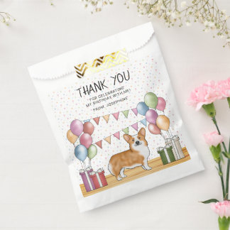Red Pembroke Welsh Corgi Pastel Birthday Thank You Favor Bag