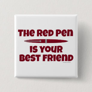 Red Pen Editor Best Friend Writing Process Pinback Button