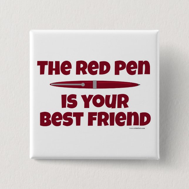 Red Pen Editor Best Friend Writing Process Pinback Button (Front)