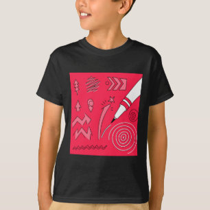 Red Pencil Colorful Expressive Digital Art Illustr T-Shirt